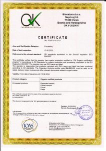 Certifikat Organska Kontrola