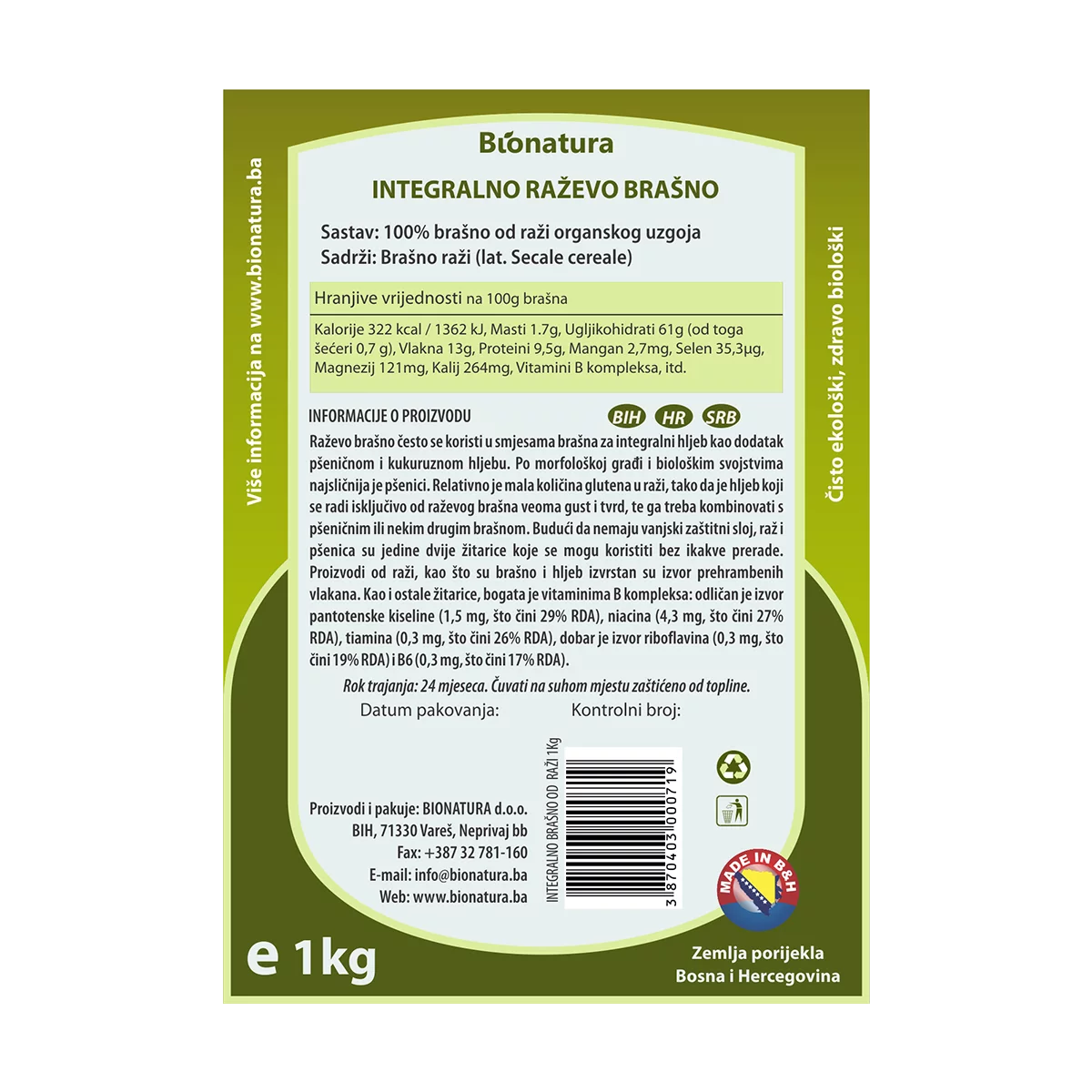 Brašno od raži 1kg