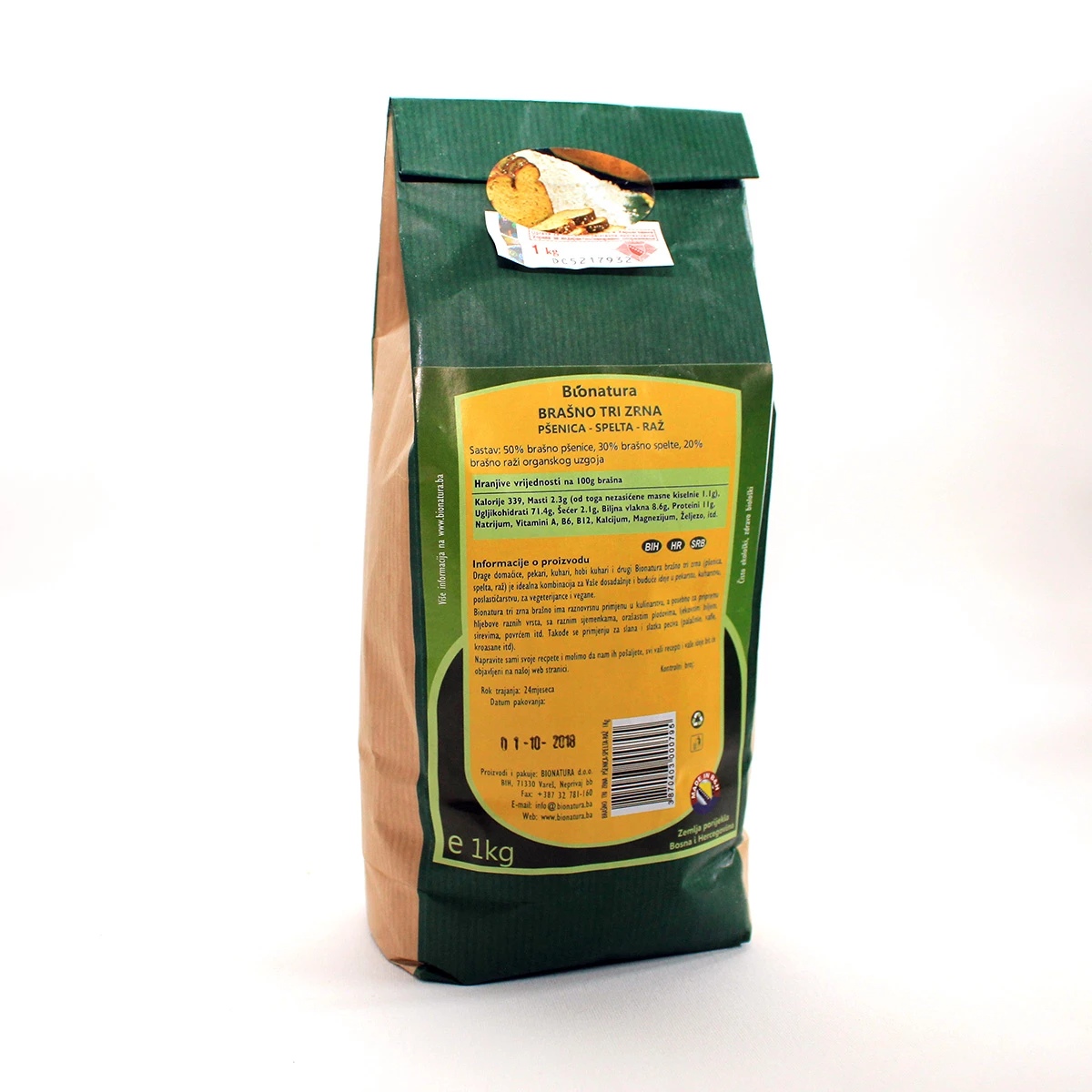 Brašno tri zrna (pšenica-spelta-raž) 1kg
